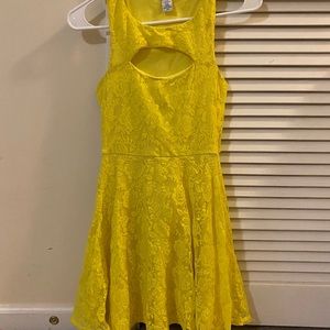 Bar III Yellow Lace Dress